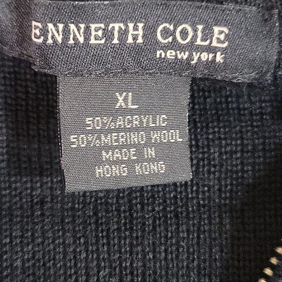 Kenneth Cole Men's Black Quarter Zip Sweater. Merino Wool Blend XL - Picture 4 of 5